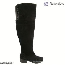 Classy Style Schwarz Wildleder Frauen Oberschenkel Hohe Stiefel Größe 12